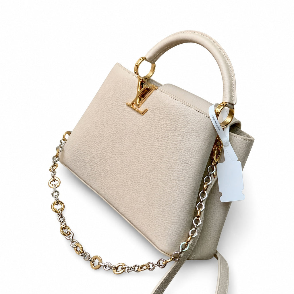 Louis Vuitton Capucines Medium Leather Gray Handbag