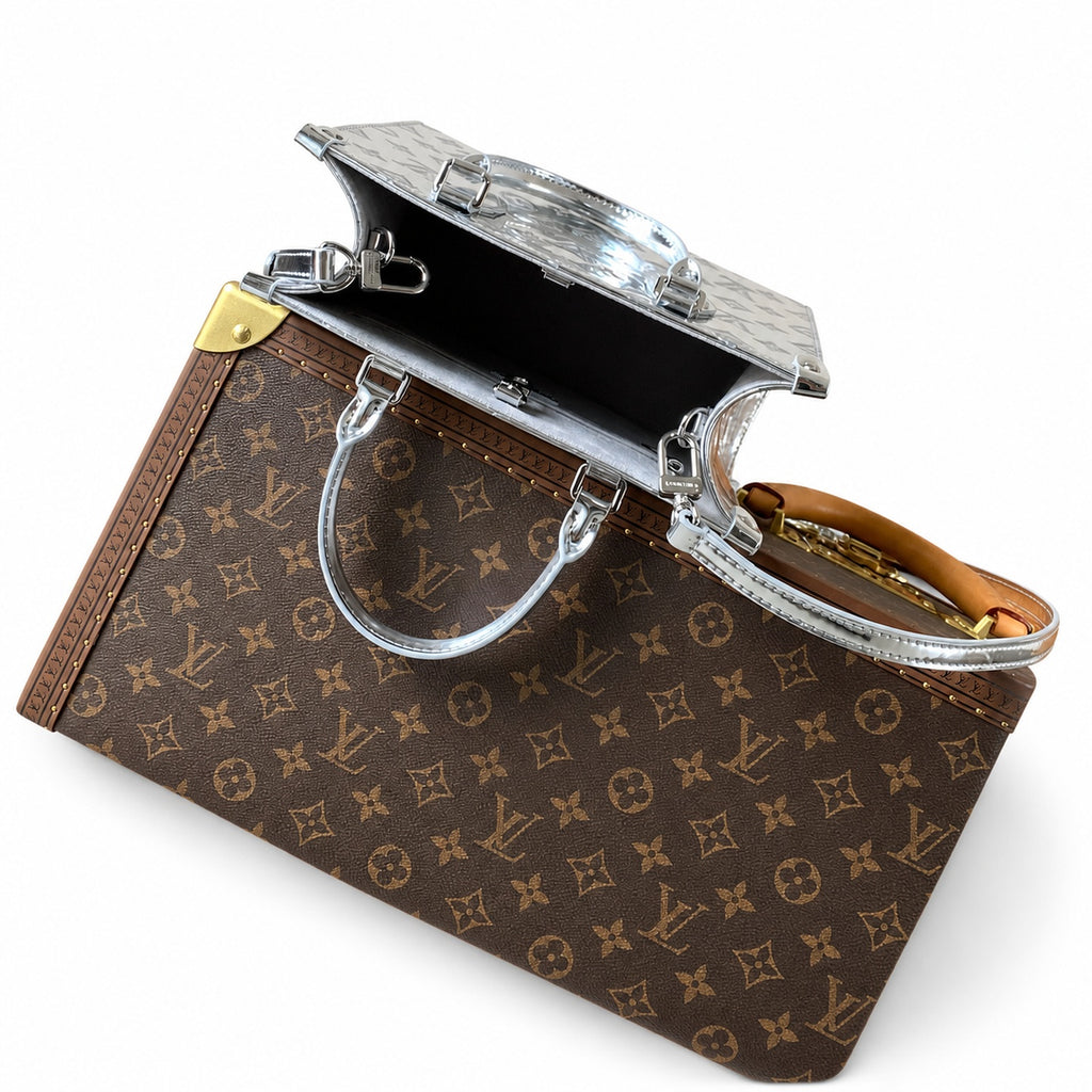 Louis Vuitton OnTheGo Small Cotton Canvas Silver Handbag