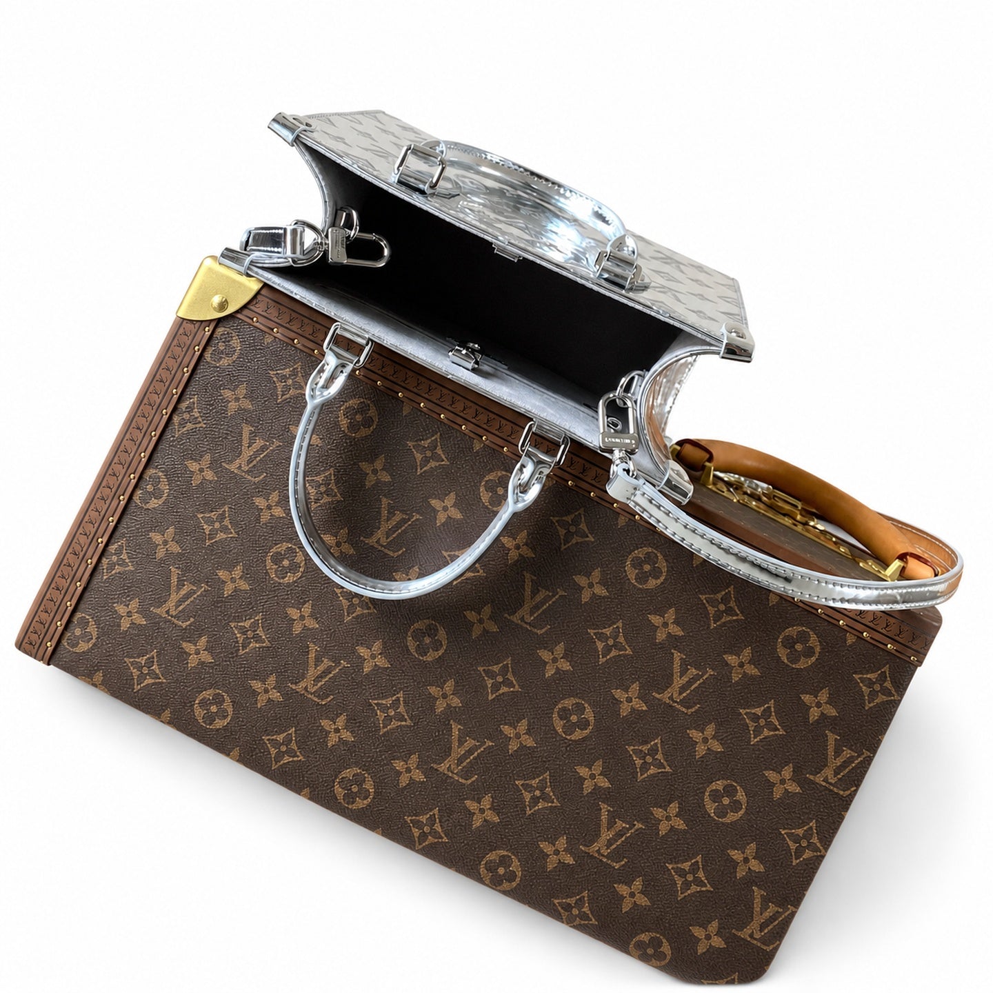 Louis Vuitton OnTheGo Small Cotton Canvas Silver Handbag