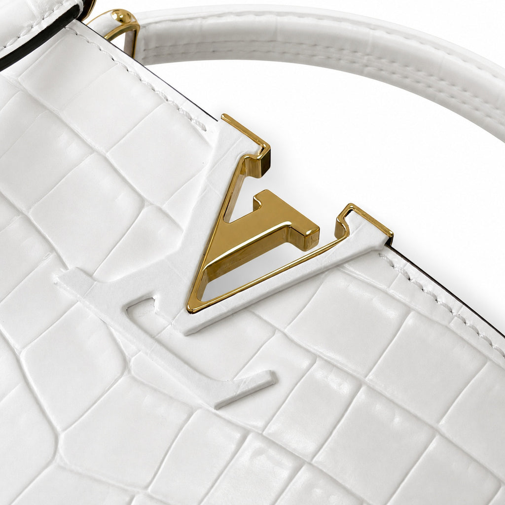 Louis Vuitton Capucines Mini Leather White Gold Handbag