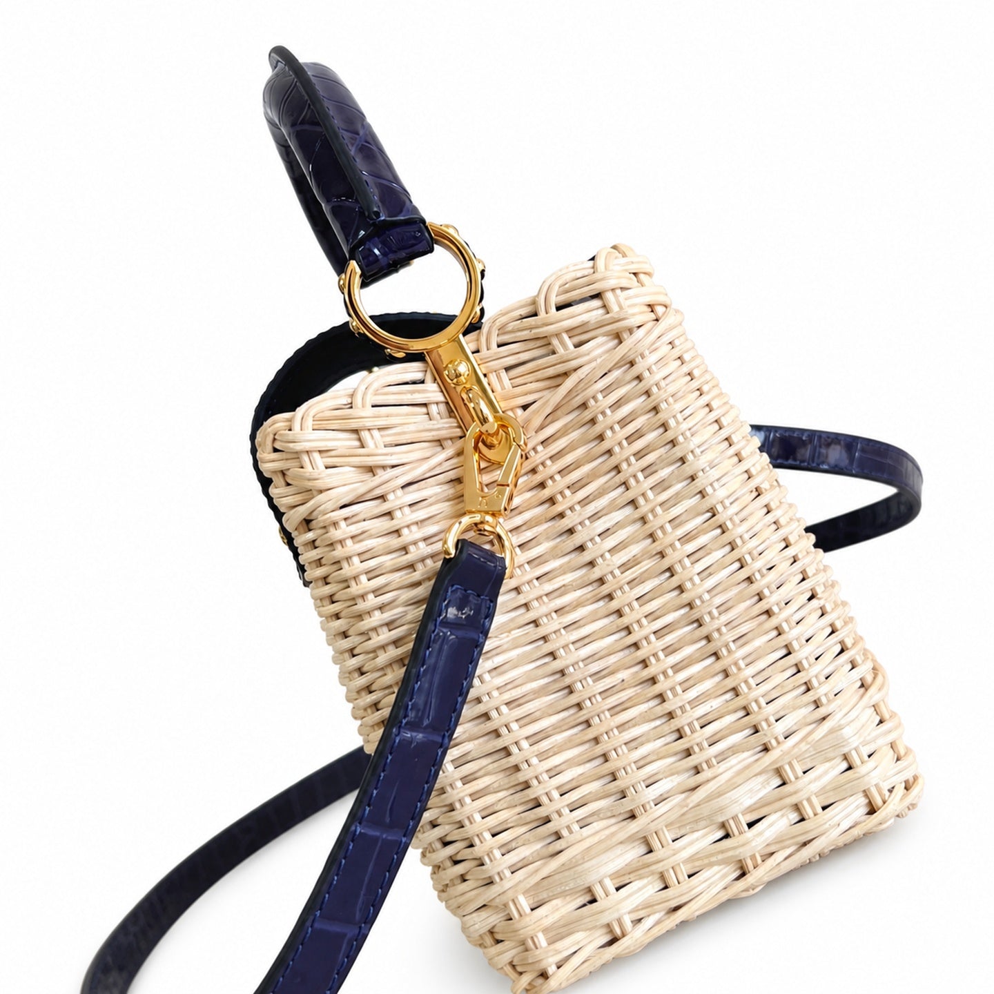 Louis Vuitton Capucines Mini Leather Blue Handbag