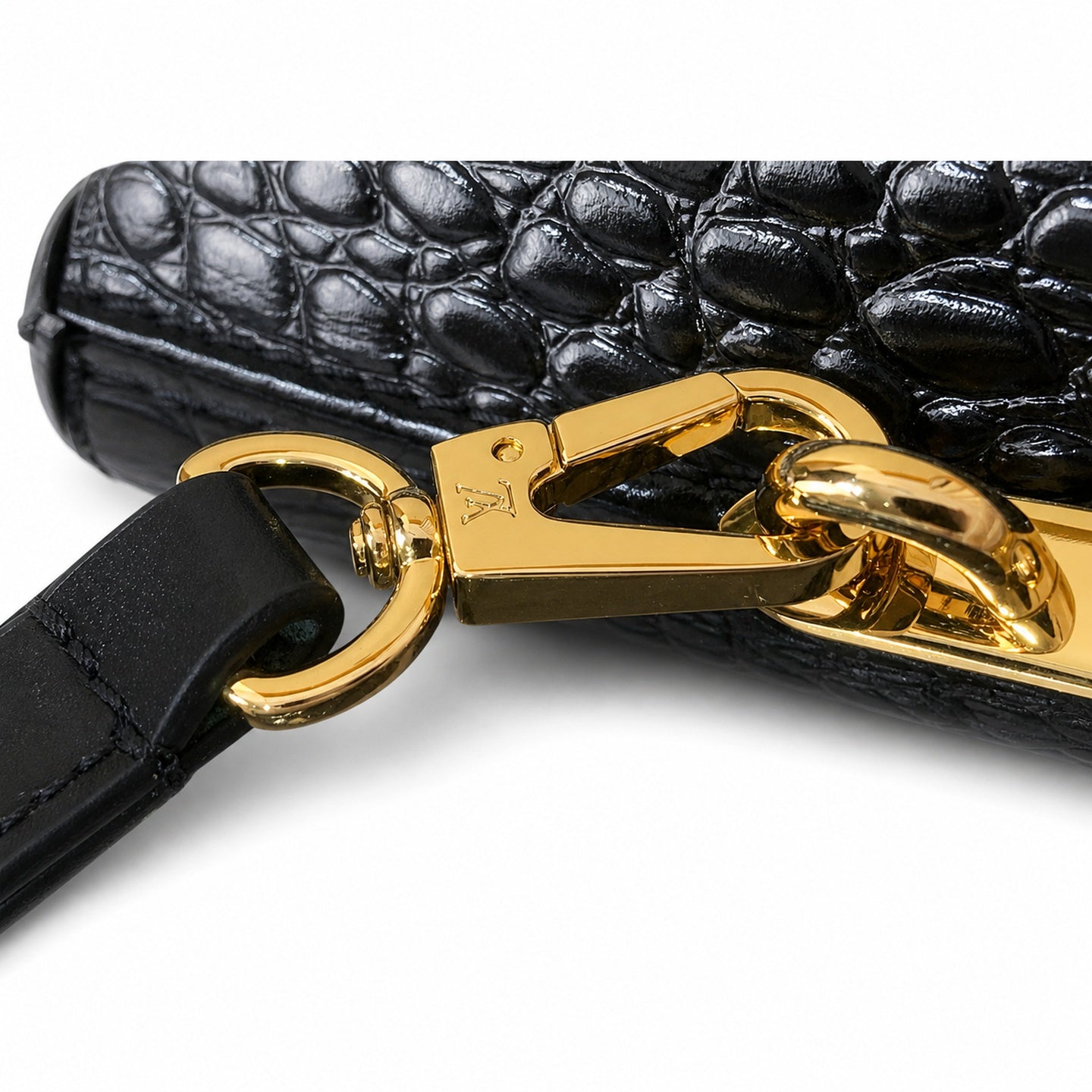 Louis Vuitton Capucines Mini Croc-Embossed Leather Black Handbag