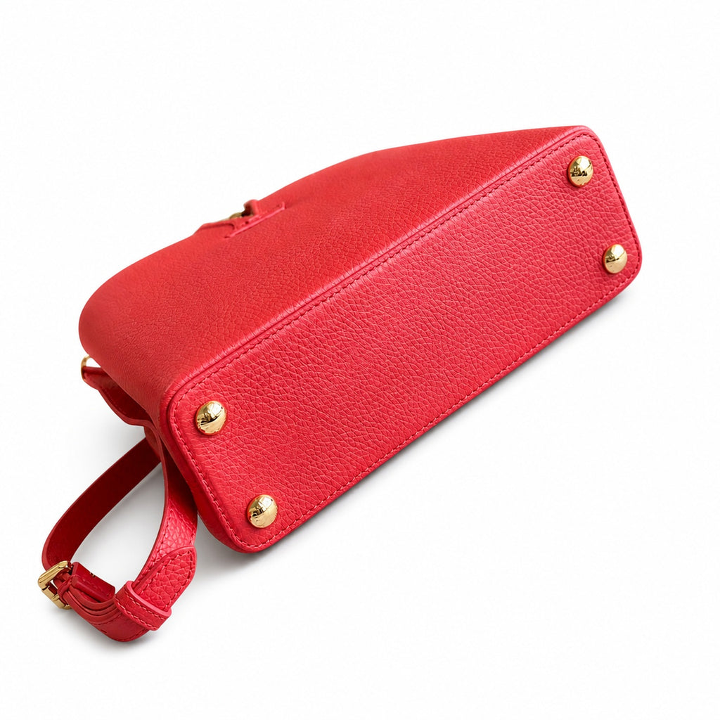 Louis Vuitton Capucines Small Leather Red Gold Handbag