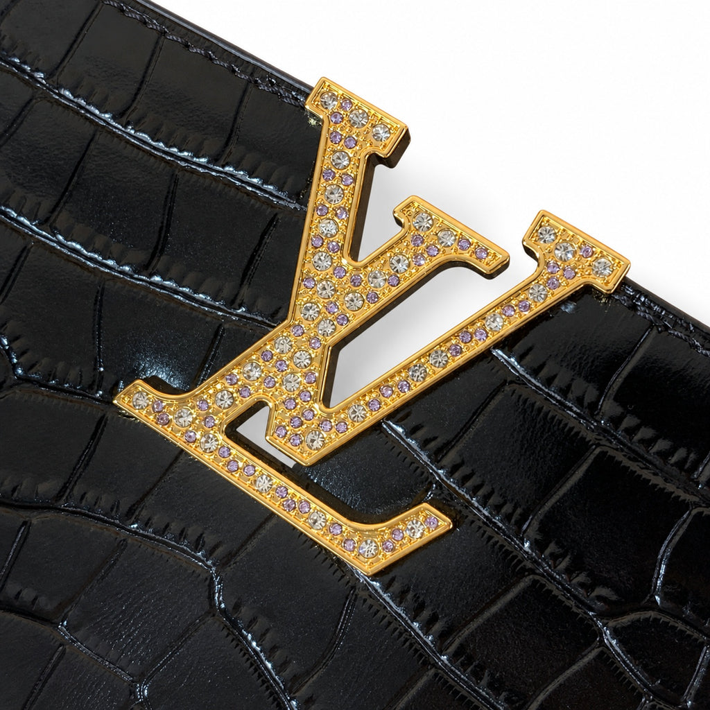 Louis Vuitton Capucines Mini Croc-Embossed Leather Black Handbag