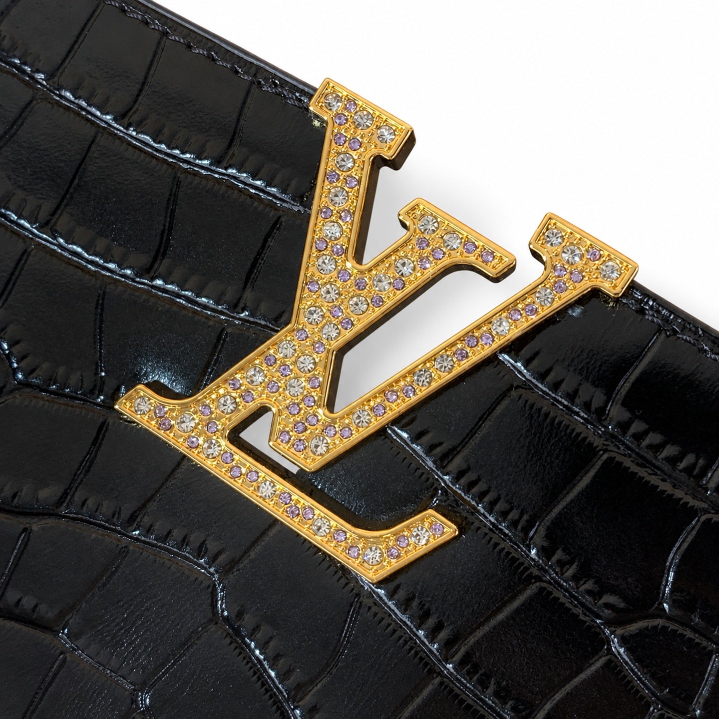 Louis Vuitton Capucines Mini Croc-Embossed Leather Black Handbag