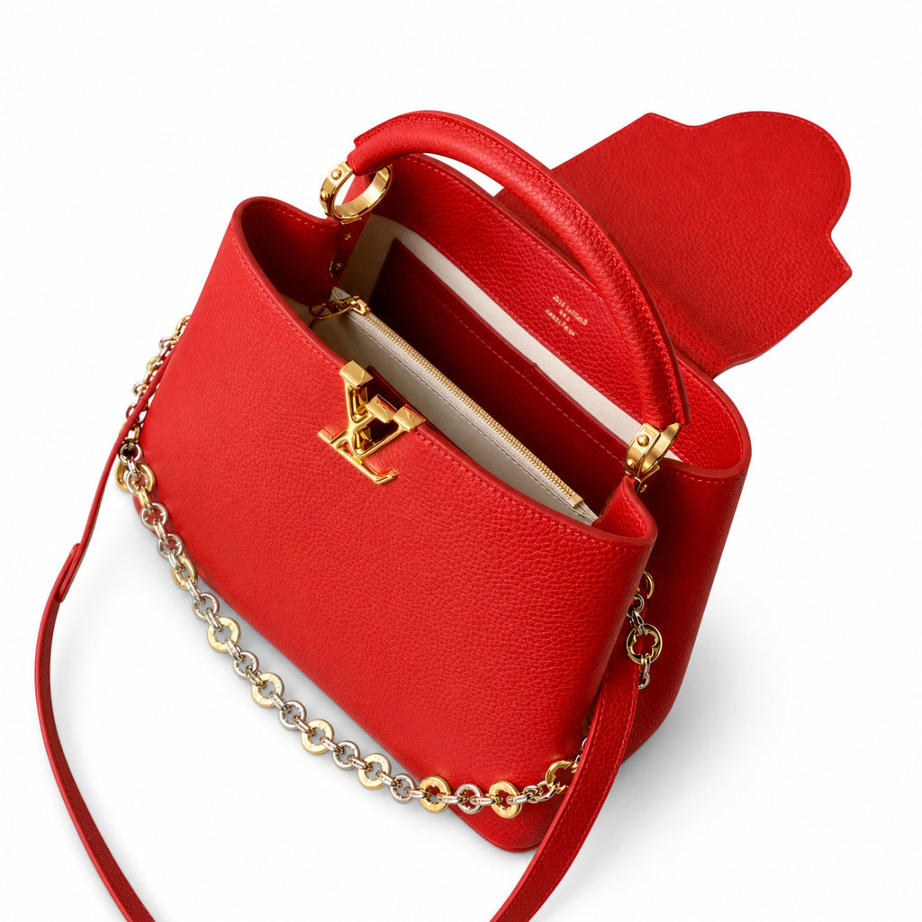 Louis Vuitton Capucines Medium Leather Red Handbag