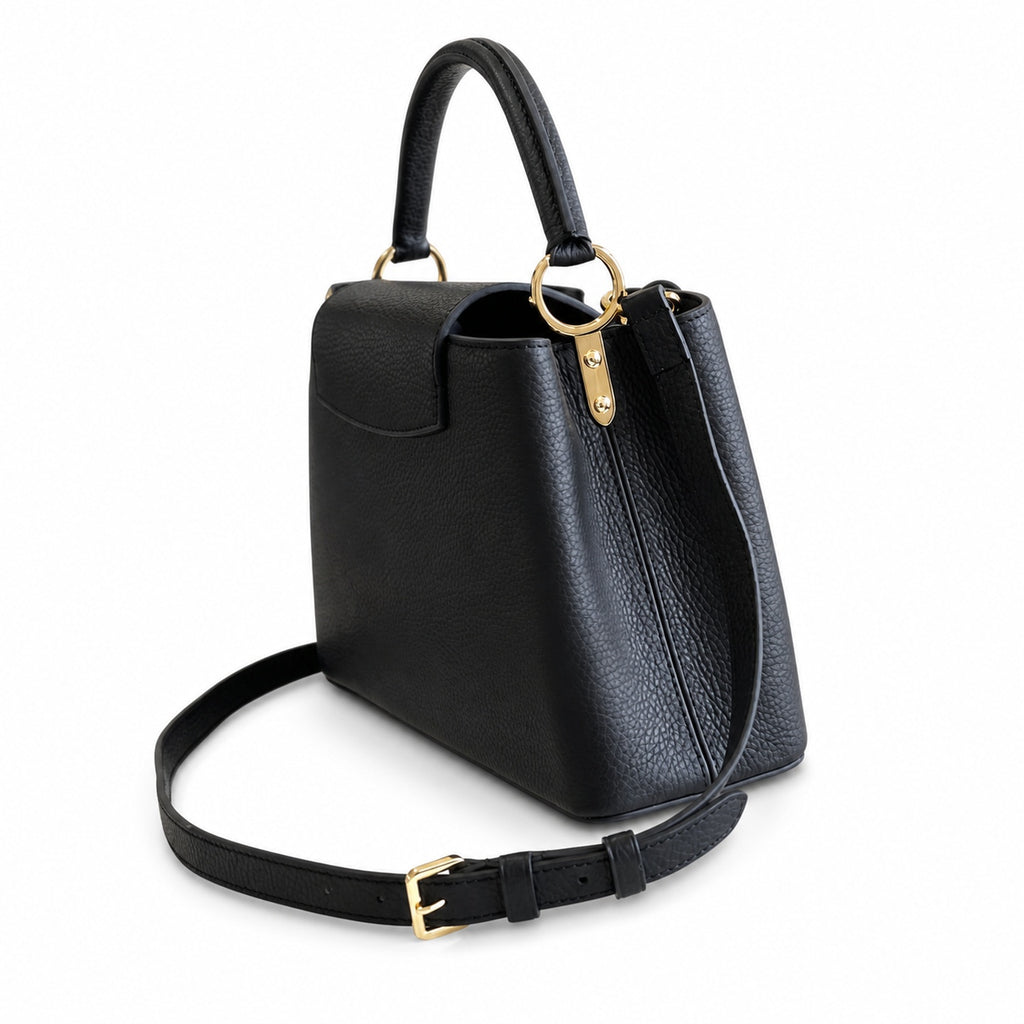 Louis Vuitton Capucines Medium Snakeskin Leather Black Gold Handbag