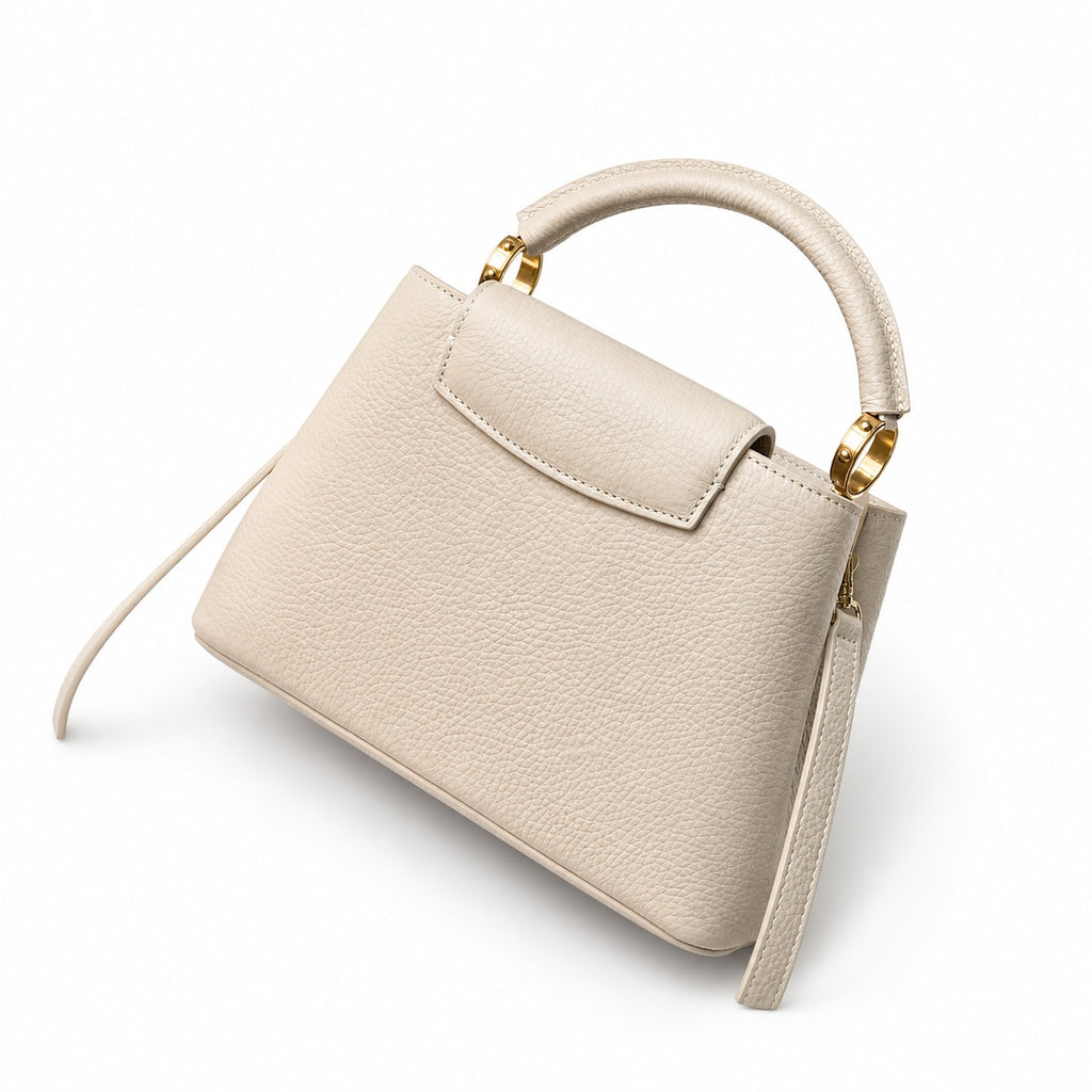 Louis Vuitton Capucines Small Leather Beige Gray Handbag