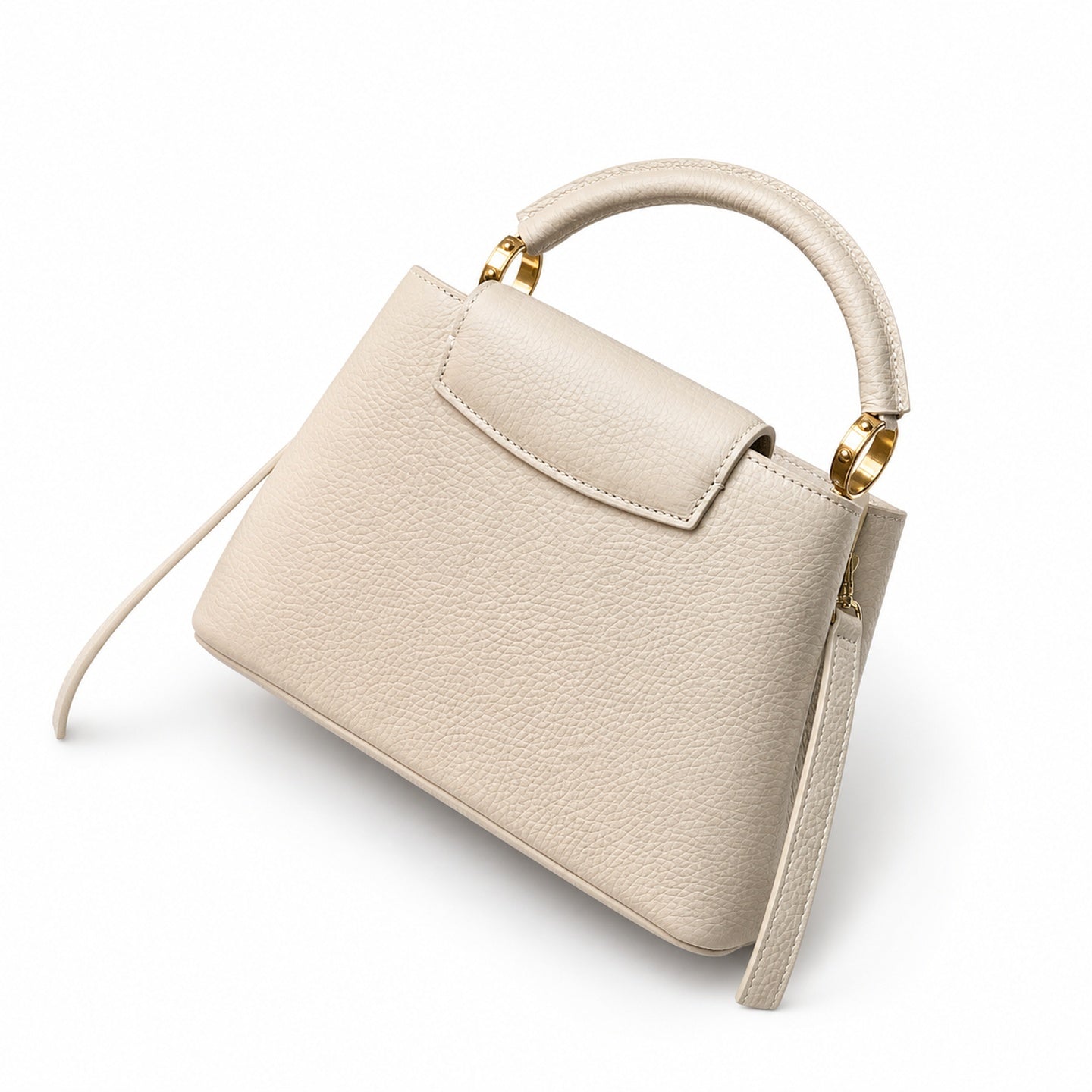 Louis Vuitton Capucines Small Leather Beige Gray Handbag