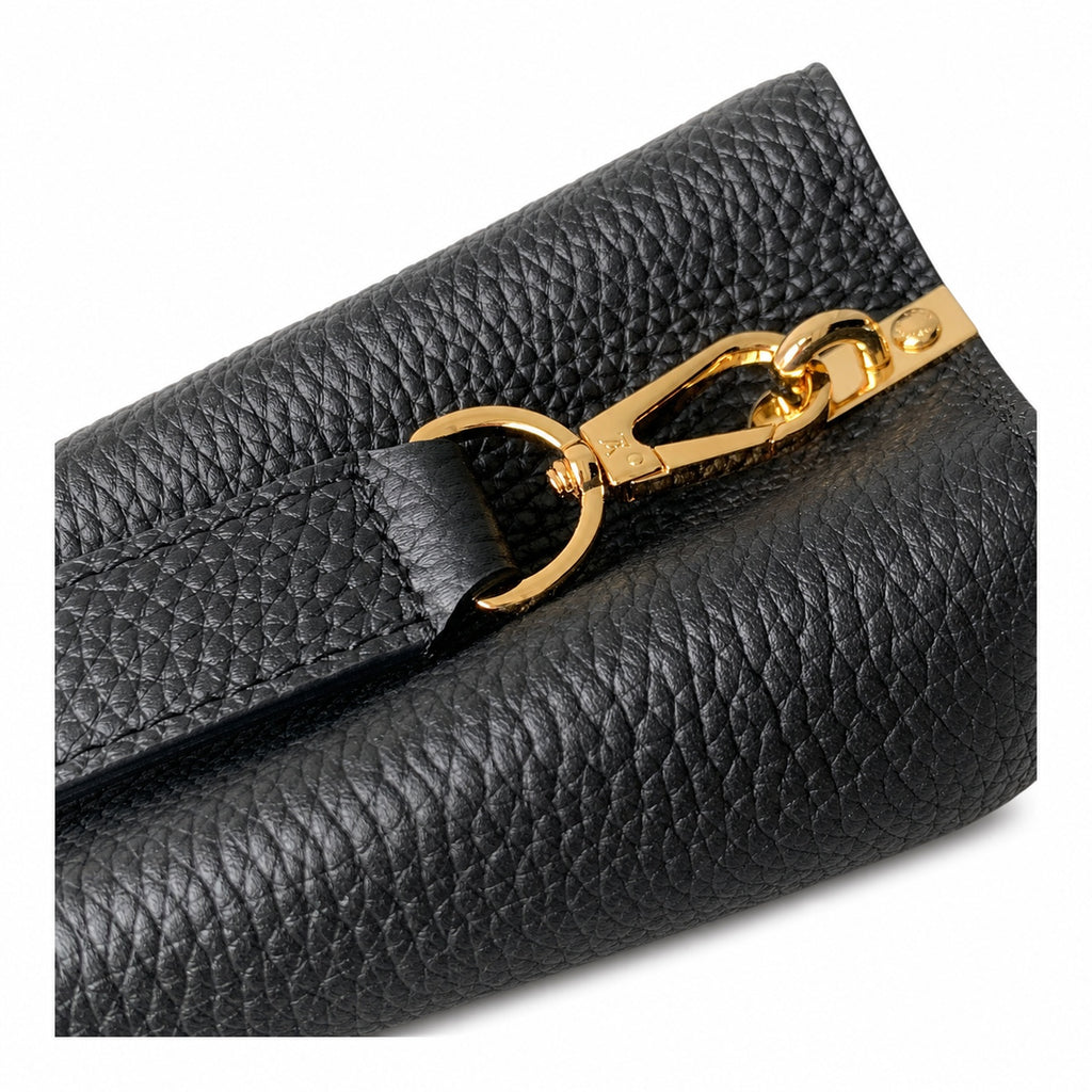 Louis Vuitton Capucines Mini Leather Black Gold Handbag