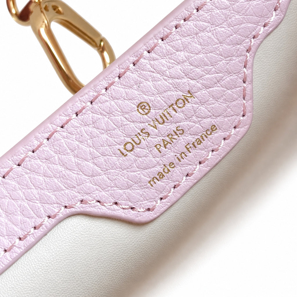 Louis Vuitton Capucines Mini Leather White Pink Gold Handbag
