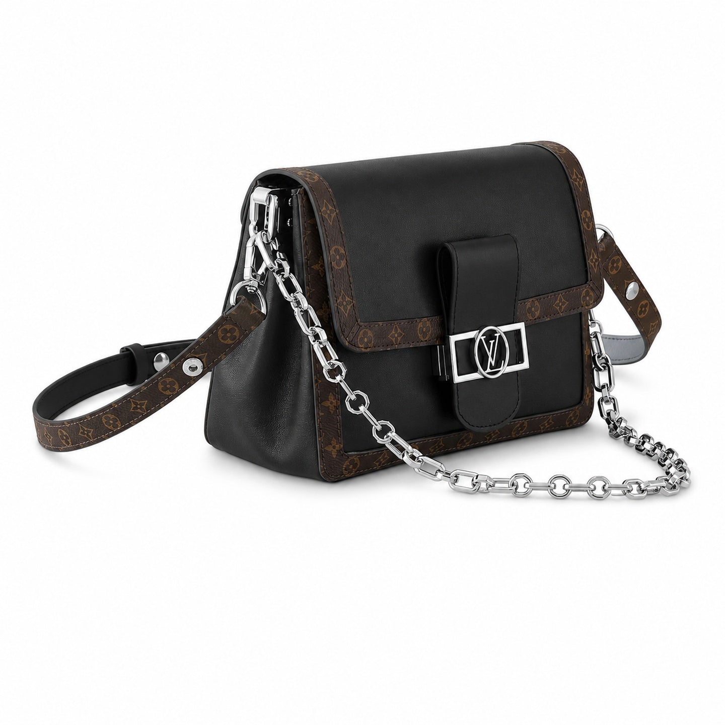 Louis Vuitton Dauphine Medium Canvas Leather Black Handbag