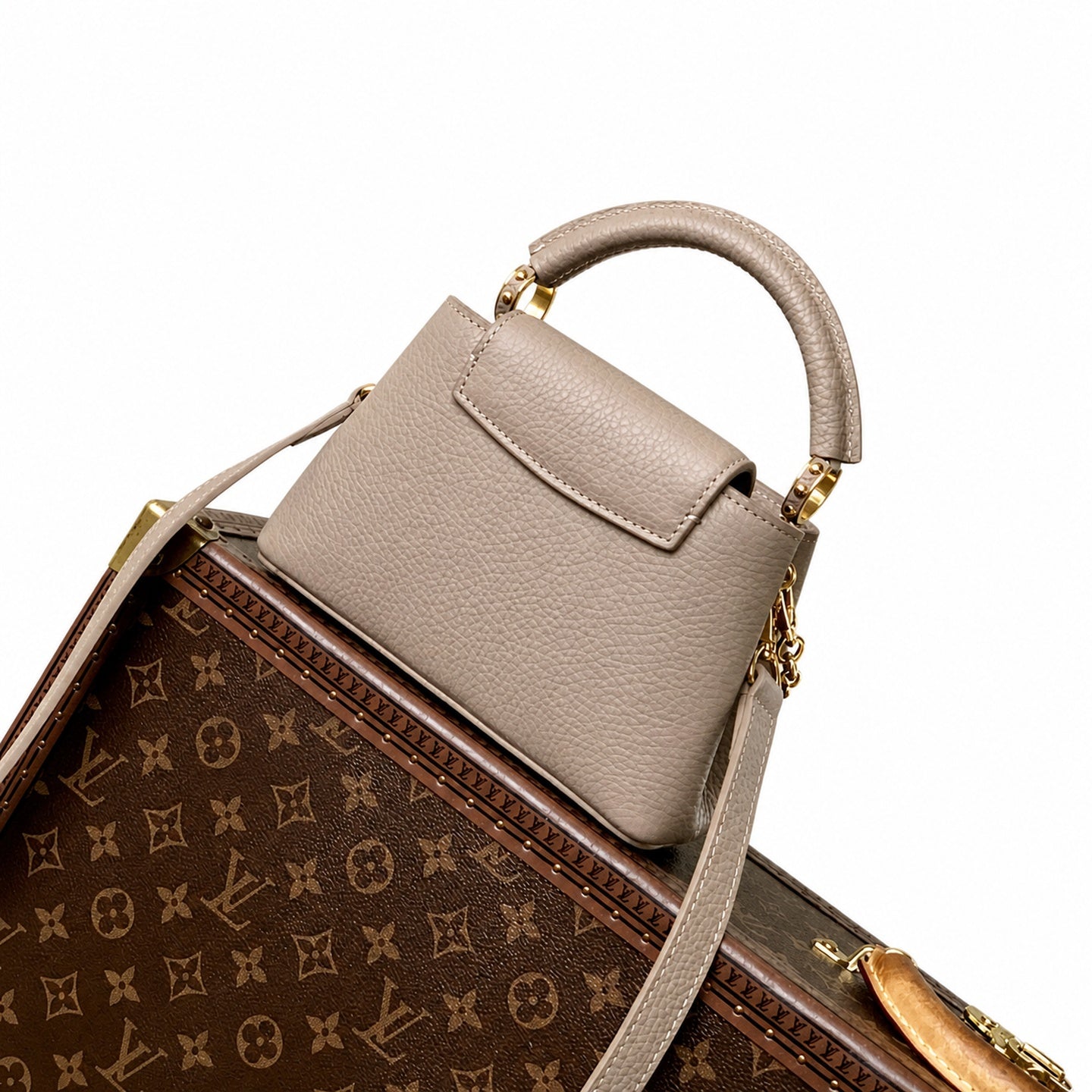 Louis Vuitton Capucines Mini Leather Gray Handbag