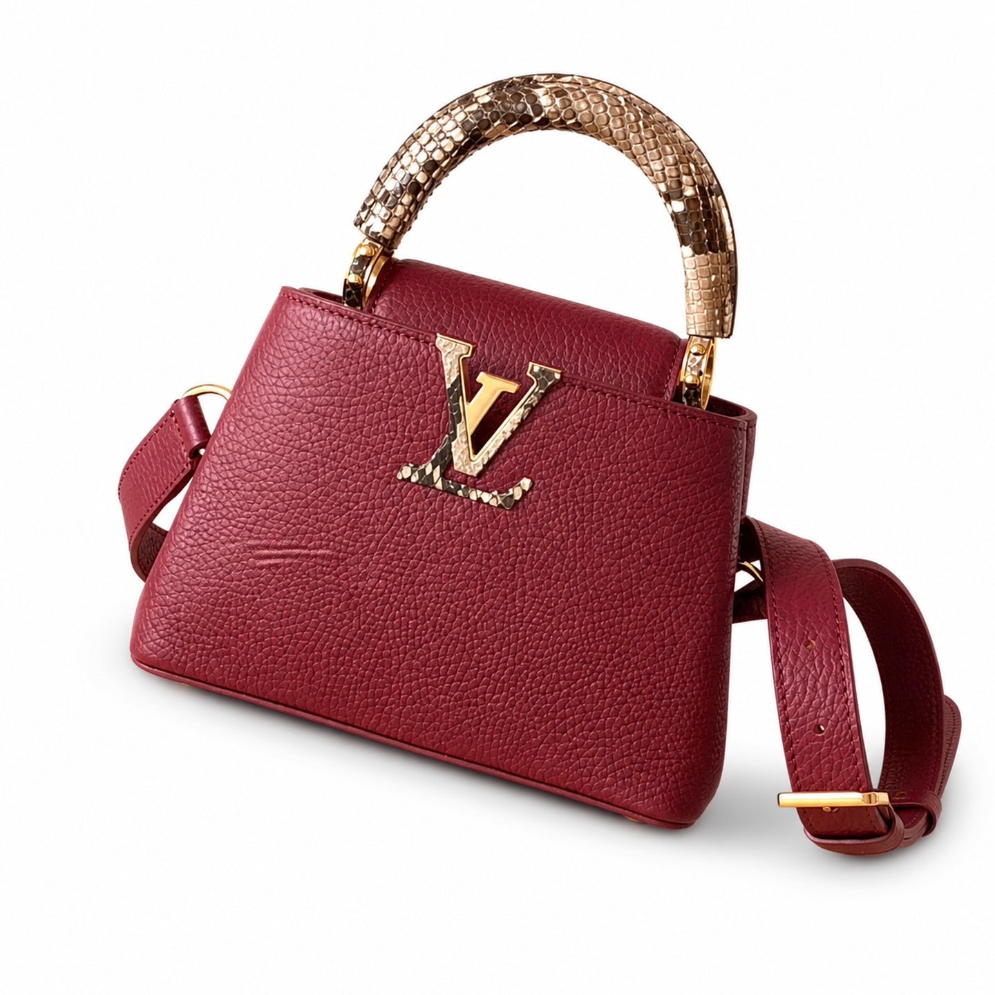 Louis Vuitton Capucines Mini Snakeskin Leather Gold Handbag