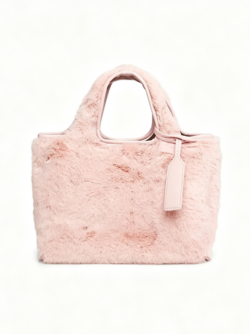 Fuzzy Mini Magnetic Snap Market Handheld Tote