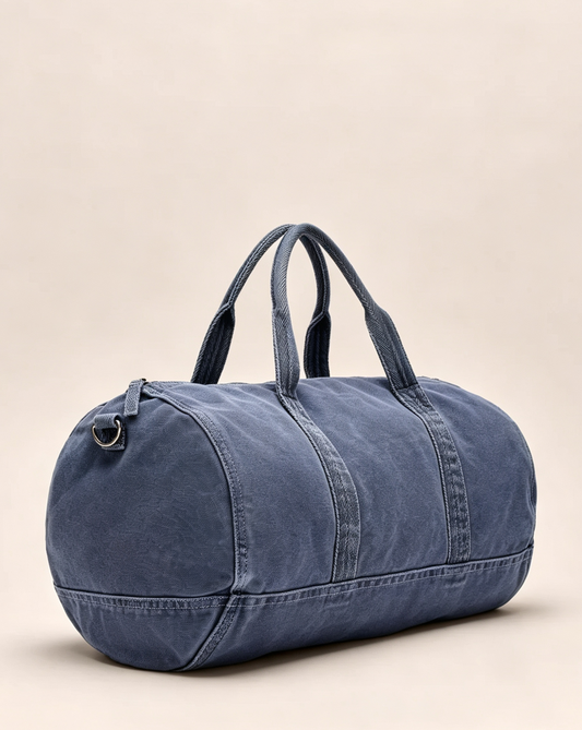 Garment Dyed Large Cylindrical Weekender Duffle Bag