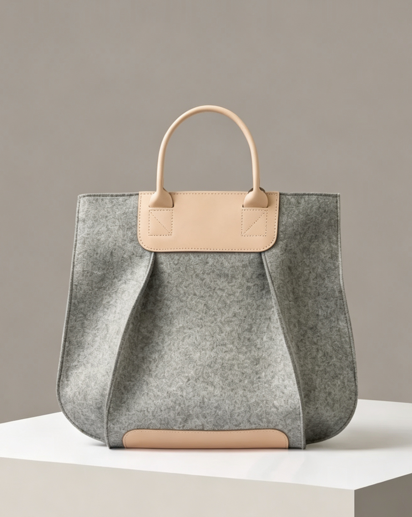 Structured Wool Magnetic Snap Handheld Work Tote Bag