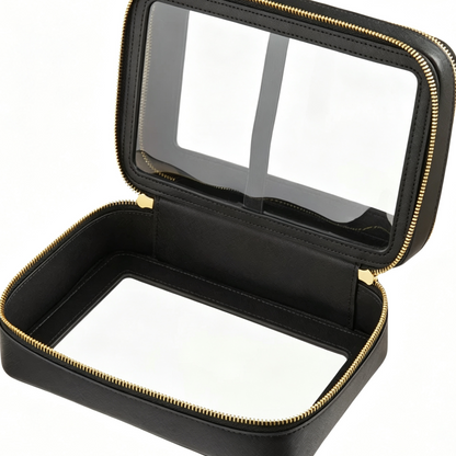 Dual Layer Clear Top Travel Makeup Organizer Case