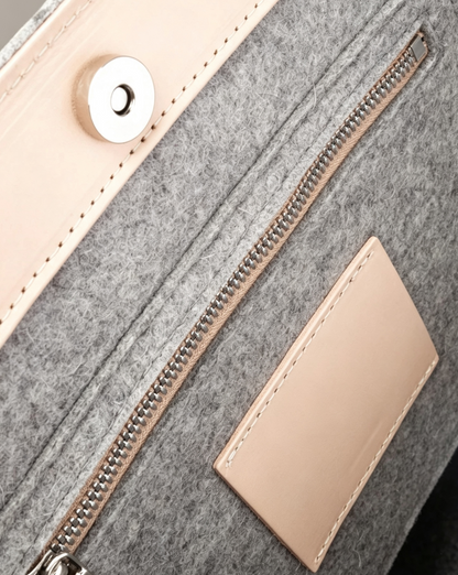 Structured Wool Magnetic Snap Handheld Work Tote Bag