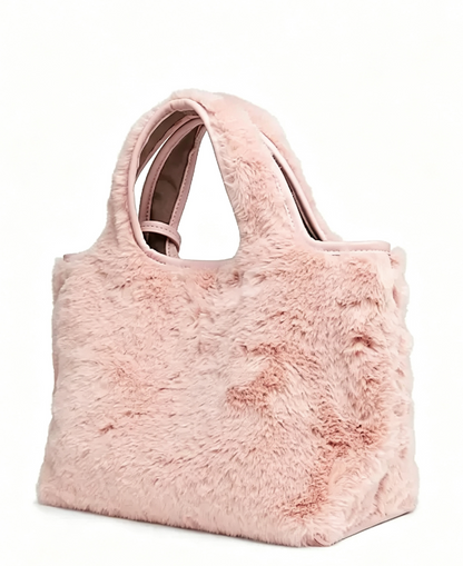 Fuzzy Mini Magnetic Snap Market Handheld Tote