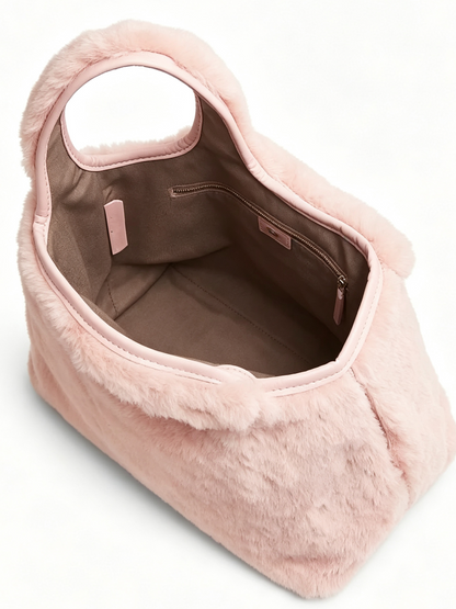 Fuzzy Mini Magnetic Snap Market Handheld Tote