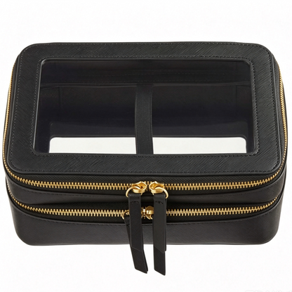 Dual Layer Clear Top Travel Makeup Organizer Case