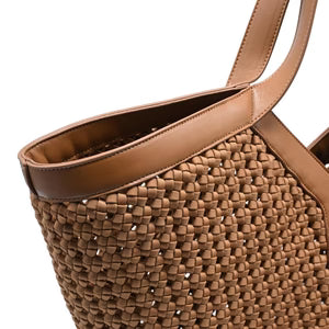 V Panel Woven Neoprene Large Weekend Shoulder Tote