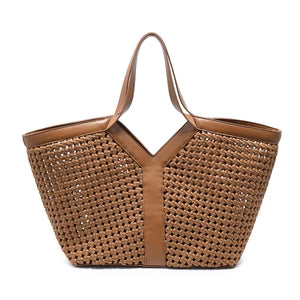V Panel Woven Neoprene Large Weekend Shoulder Tote