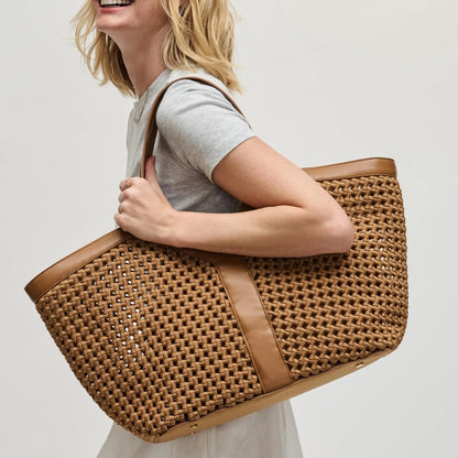 V Panel Woven Neoprene Large Weekend Shoulder Tote